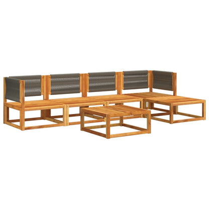 Set di divani da giardino 6 pezzi con cuscini in legno di acacia e corda