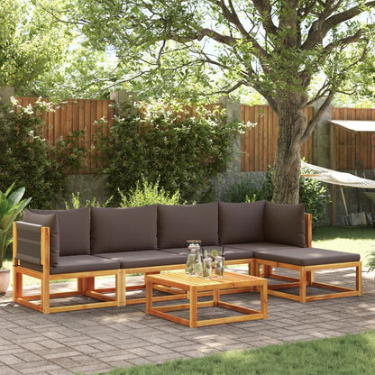 Set di divani da giardino 6 pezzi con cuscini in legno di acacia e corda