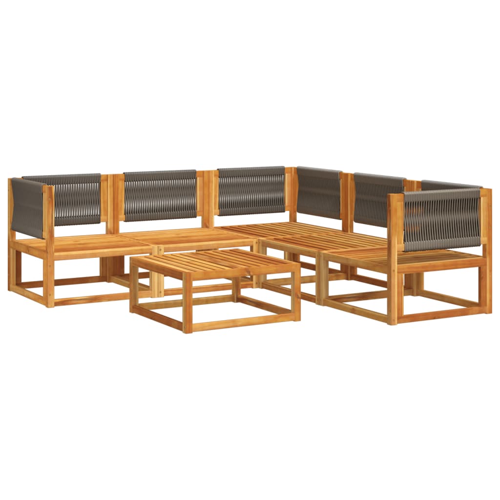 Set di divani da giardino 6 pezzi con cuscini in legno di acacia e corda