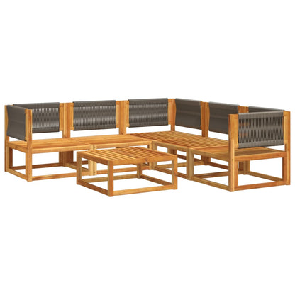 Set di divani da giardino 6 pezzi con cuscini in legno di acacia e corda
