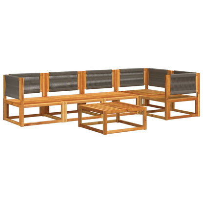 Set di divani da giardino 6 pezzi con cuscini in legno di acacia e corda
