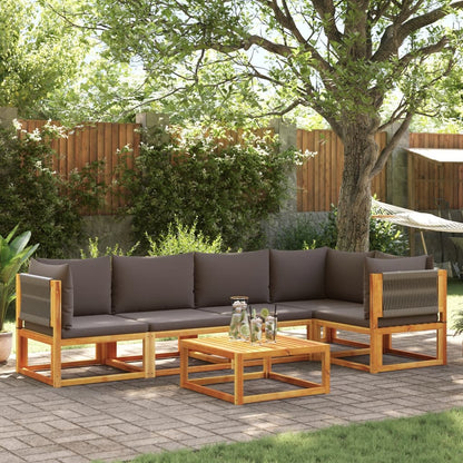 Set di divani da giardino 6 pezzi con cuscini in legno di acacia e corda