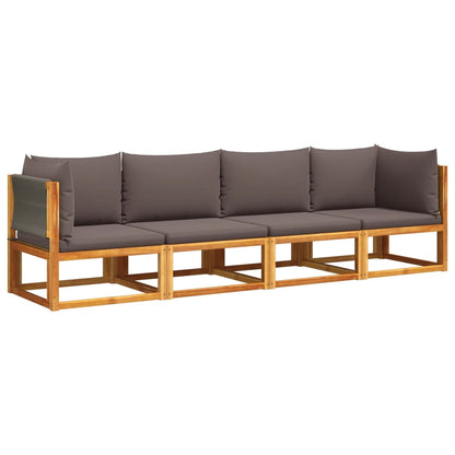 Set di divani da giardino 4 pezzi con cuscini in legno di acacia e corda