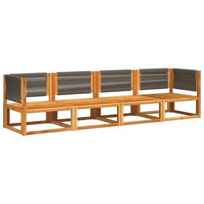 Set di divani da giardino 4 pezzi con cuscini in legno di acacia e corda