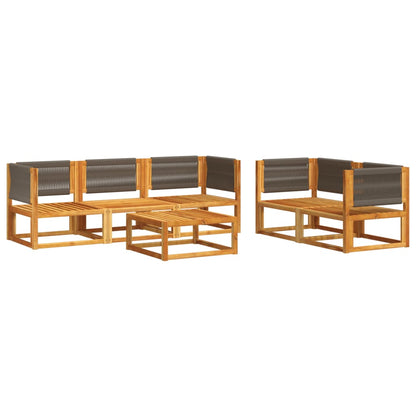 Set di divani da giardino 6 pezzi con cuscini in legno di acacia e corda