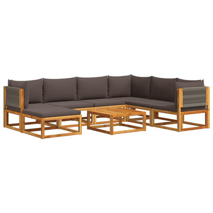 Set di divani da giardino 8 pezzi con cuscini in legno di acacia e corda