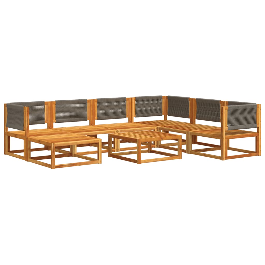 Set di divani da giardino 8 pezzi con cuscini in legno di acacia e corda