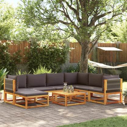 Set di divani da giardino 8 pezzi con cuscini in legno di acacia e corda