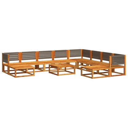 Set di divani da giardino 11 pz con cuscini in legno di acacia e corda