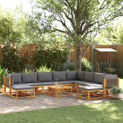 Set di divani da giardino 11 pz con cuscini in legno di acacia e corda