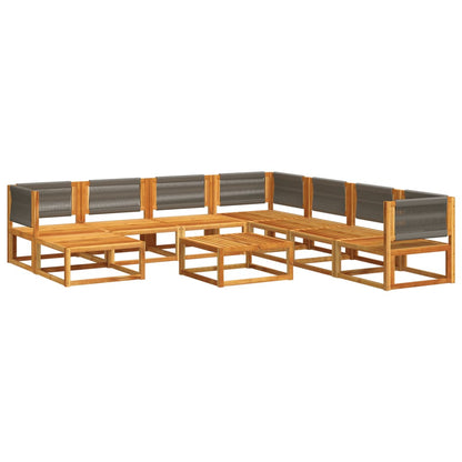 Set di divani da giardino 9 pezzi con cuscini in legno di acacia e corda