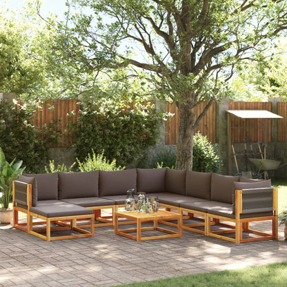 Set di divani da giardino 9 pezzi con cuscini in legno di acacia e corda
