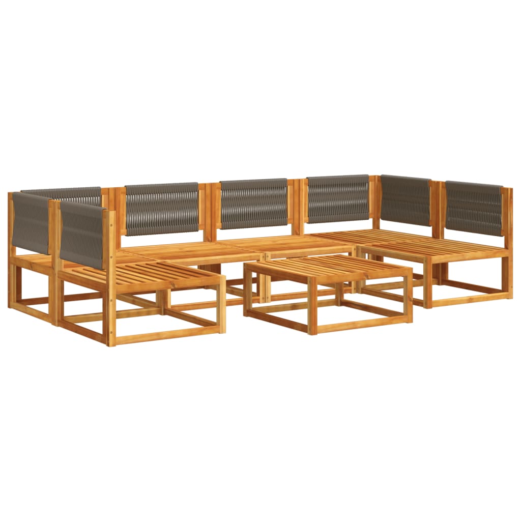 Set di divani da giardino 7 pezzi con cuscini in legno di acacia e corda