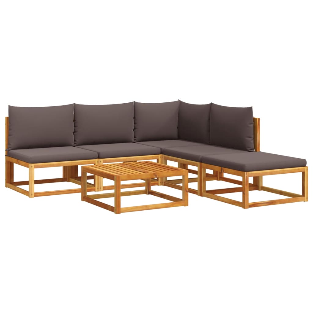 Set di divani da giardino 6 pezzi con cuscini in legno di acacia e corda