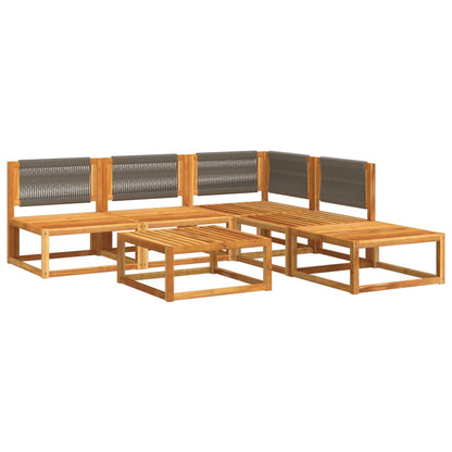 Set di divani da giardino 6 pezzi con cuscini in legno di acacia e corda