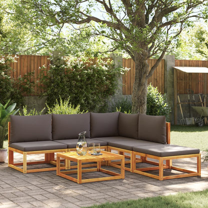 Set di divani da giardino 6 pezzi con cuscini in legno di acacia e corda