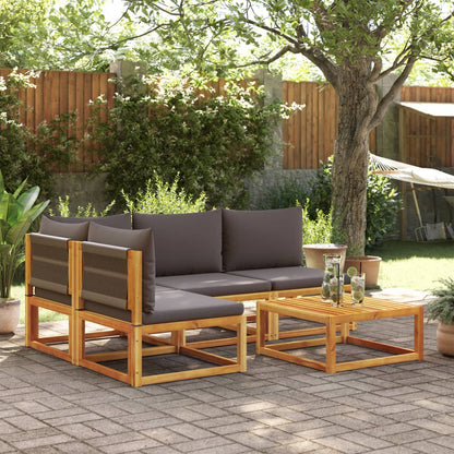 Set di divani da giardino 5 pezzi con cuscini in legno di acacia e corda