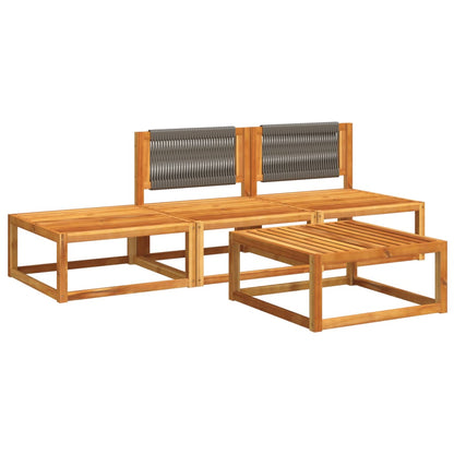 Set di divani da giardino 4 pezzi con cuscini in legno di acacia e corda