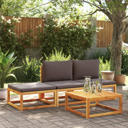 Set di divani da giardino 4 pezzi con cuscini in legno di acacia e corda