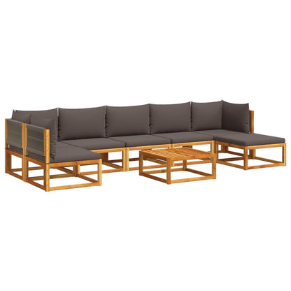 Set di divani da giardino 8 pezzi con cuscini in legno di acacia e corda