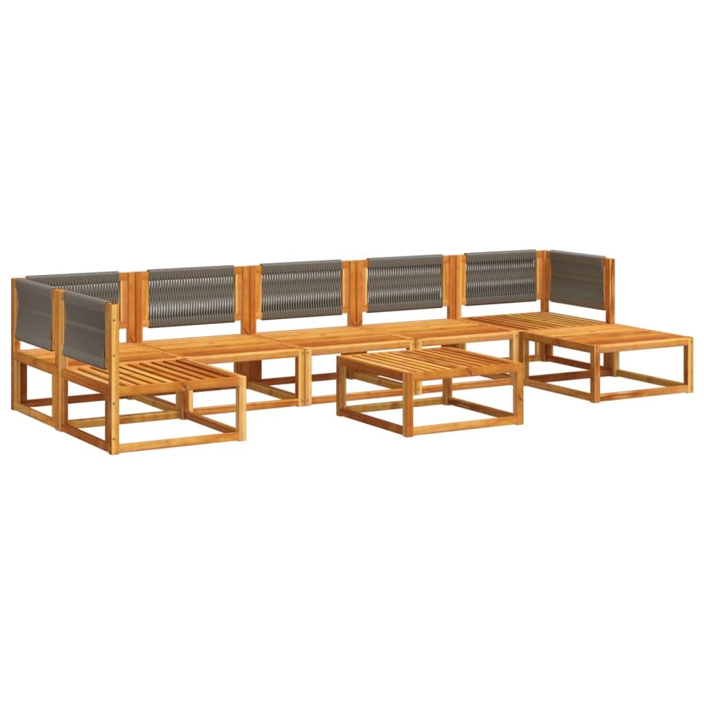 Set di divani da giardino 8 pezzi con cuscini in legno di acacia e corda