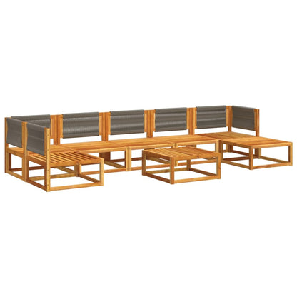 Set di divani da giardino 8 pezzi con cuscini in legno di acacia e corda