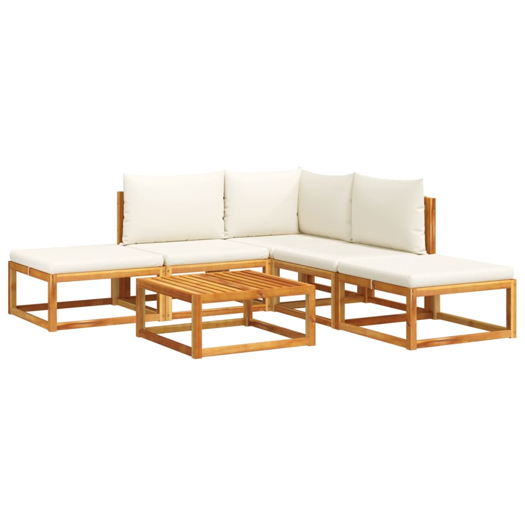Set di divani da giardino 6 pezzi con cuscini in legno di acacia e corda