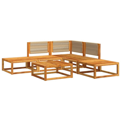 Set di divani da giardino 6 pezzi con cuscini in legno di acacia e corda