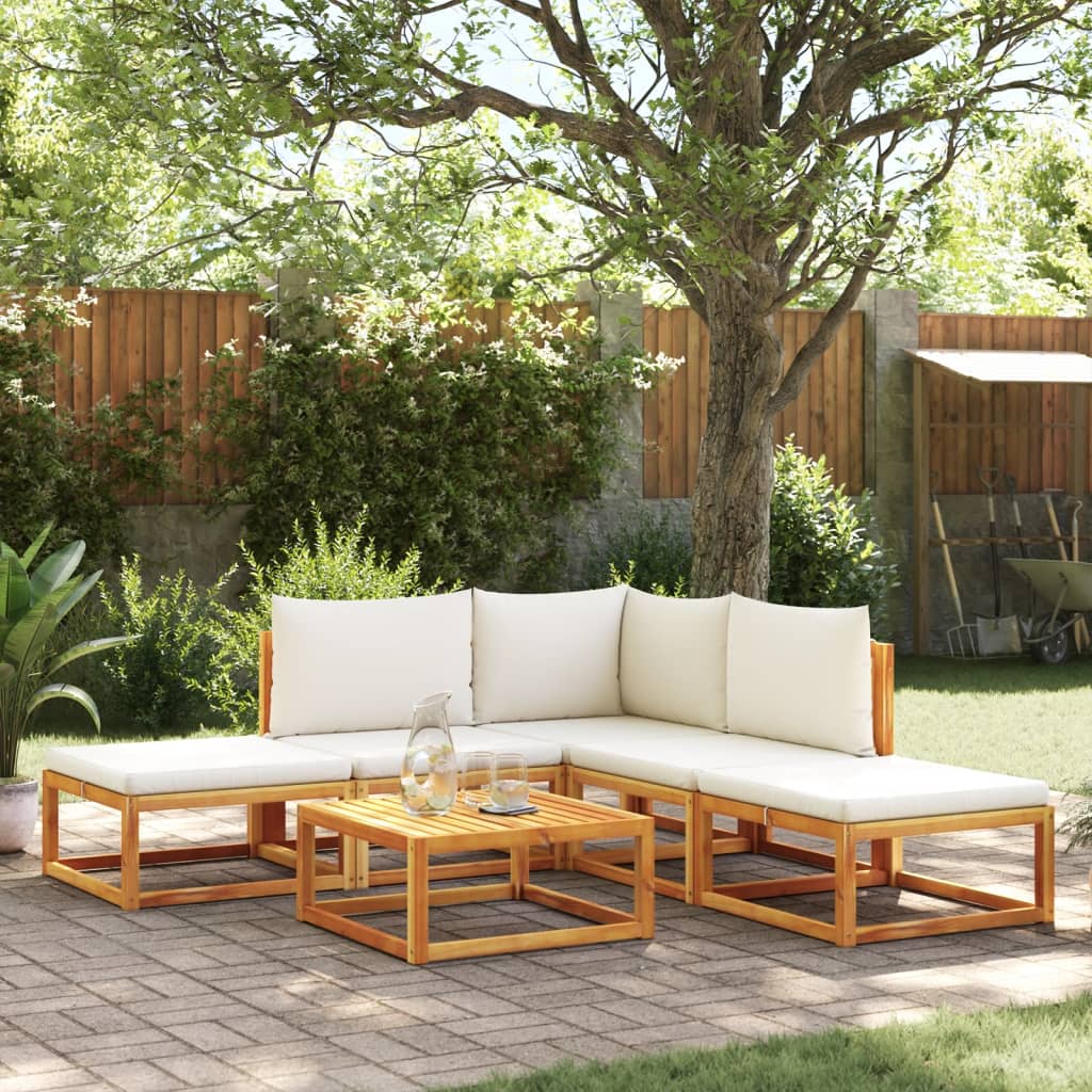 Set di divani da giardino 6 pezzi con cuscini in legno di acacia e corda