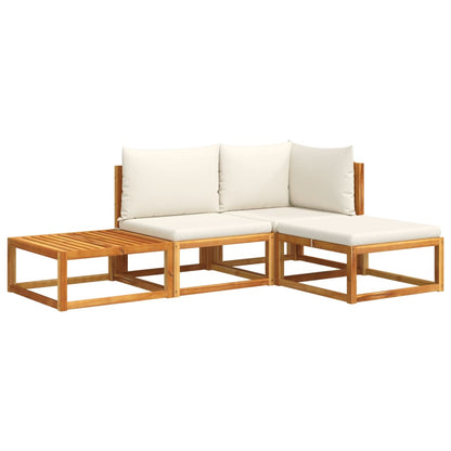 Set di divani da giardino 4 pezzi con cuscini in legno di acacia e corda