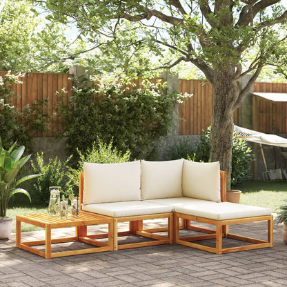 Set di divani da giardino 4 pezzi con cuscini in legno di acacia e corda