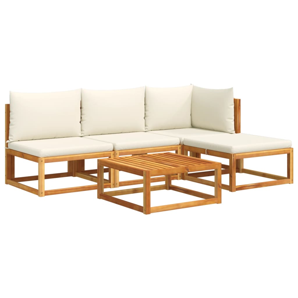 Set di divani da giardino 5 pezzi con cuscini in legno di acacia e corda