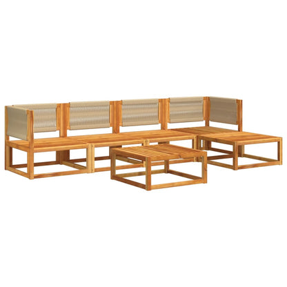 Set di divani da giardino 6 pezzi con cuscini in legno di acacia e corda