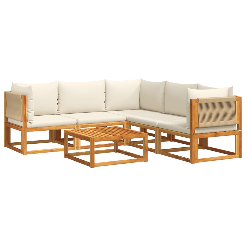 Set di divani da giardino 6 pezzi con cuscini in legno di acacia e corda