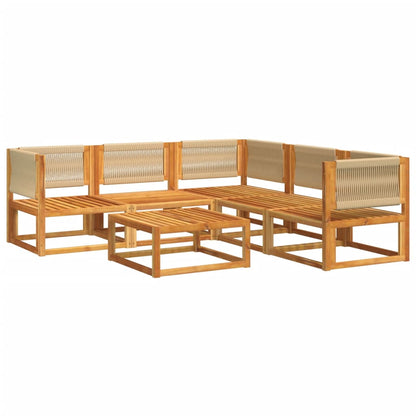 Set di divani da giardino 6 pezzi con cuscini in legno di acacia e corda