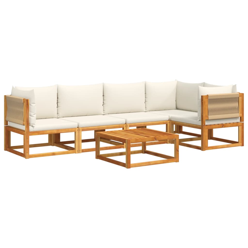 Set di divani da giardino 6 pezzi con cuscini in legno di acacia e corda