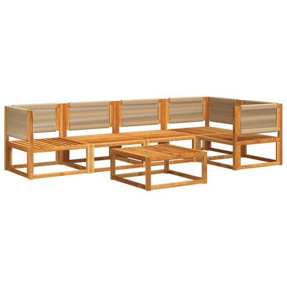 Set di divani da giardino 6 pezzi con cuscini in legno di acacia e corda