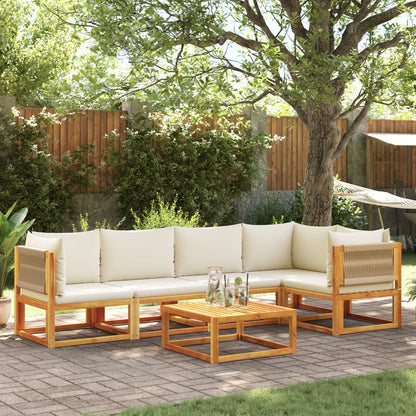 Set di divani da giardino 6 pezzi con cuscini in legno di acacia e corda