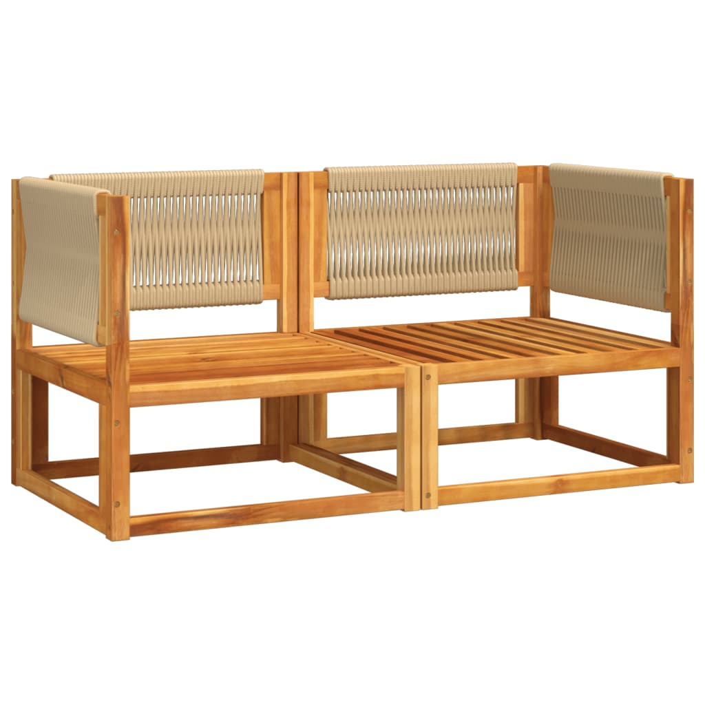 Divani da Giardino Angolari con Cuscini 2 pz in Legno di Acacia e Corda
