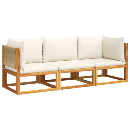 Set di divani da giardino 3 pezzi con cuscini in legno di acacia e corda
