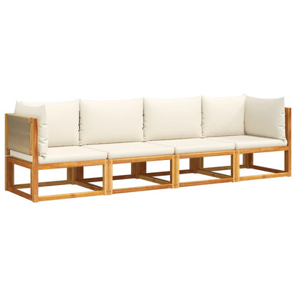 Set di divani da giardino 4 pezzi con cuscini in legno di acacia e corda