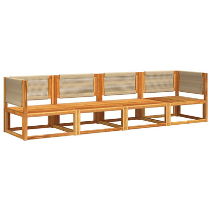 Set di divani da giardino 4 pezzi con cuscini in legno di acacia e corda