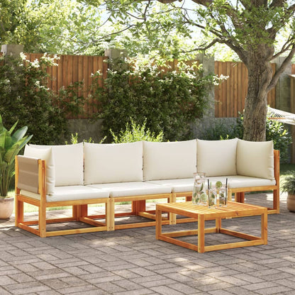 Set di divani da giardino 4 pezzi con cuscini in legno di acacia e corda