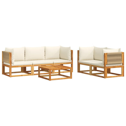Set di divani da giardino 6 pezzi con cuscini in legno di acacia e corda