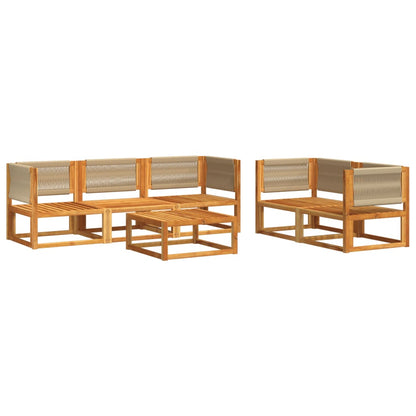 Set di divani da giardino 6 pezzi con cuscini in legno di acacia e corda