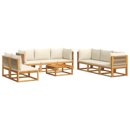 Set di divani da giardino 9 pezzi con cuscini in legno di acacia e corda