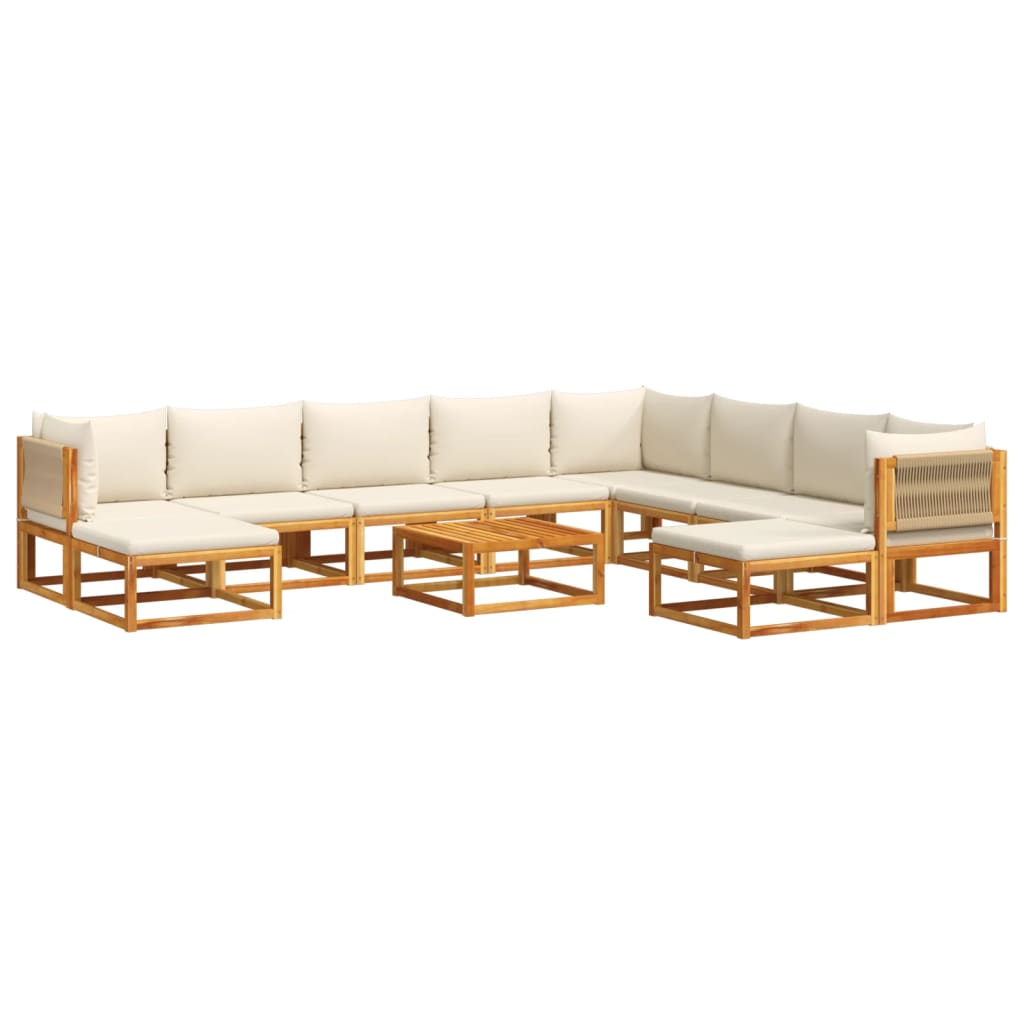 Set di divani da giardino 11 pz con cuscini in legno di acacia e corda