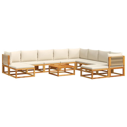 Set di divani da giardino 11 pz con cuscini in legno di acacia e corda