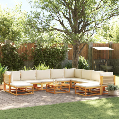 Set di divani da giardino 11 pz con cuscini in legno di acacia e corda