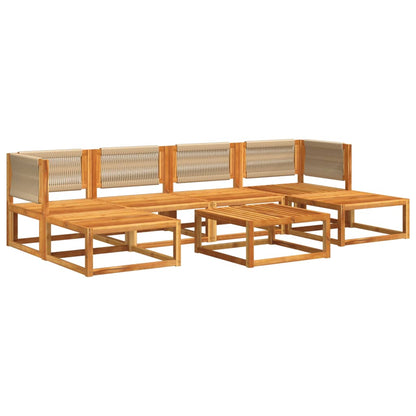 Set di divani da giardino 7 pezzi con cuscini in legno di acacia e corda